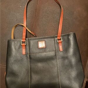Dooney & Bourke Black and Brown Structured Leather Tote